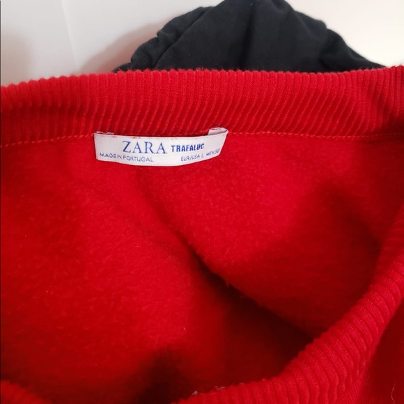 Zara Double Front Crewneck Red&Black Womens Hoodie - Picture 6 of 9